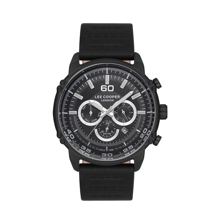 Lee Cooper Men’s Black Analog Silicone Strap Watch –