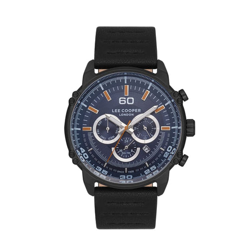 Lee Cooper Men’s Black Analog Silicone Blue Dial Watch –