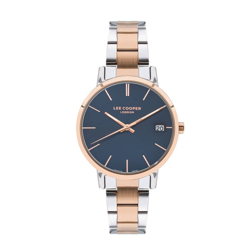 Lee Cooper Women’s Blue Dial Two Toned Metal Strap Watch –