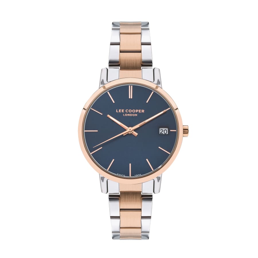 Lee Cooper Women’s Blue Dial Two Toned Metal Strap Watch –