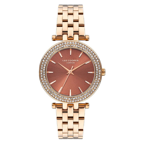 Lee Cooper Women’s 34 MM Rose Gold Analog Brown Dial Watch