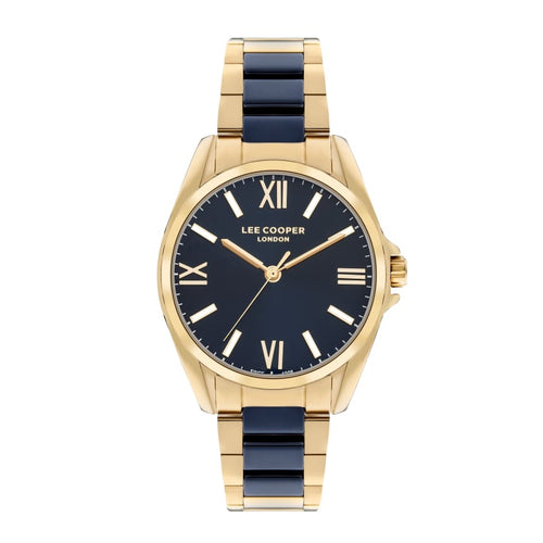 Lee Cooper Women’s 34 MM Gold Analog Navy Blue Dial Watch –