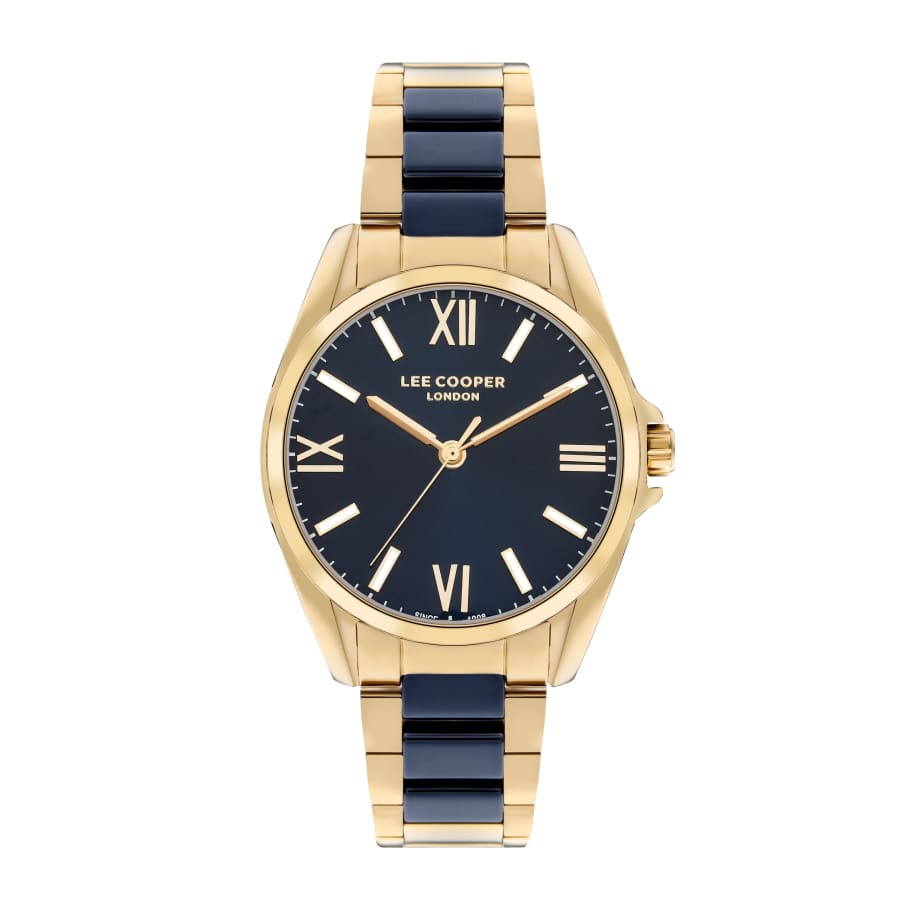 Lee Cooper Women’s 34 MM Gold Analog Navy Blue Dial Watch –