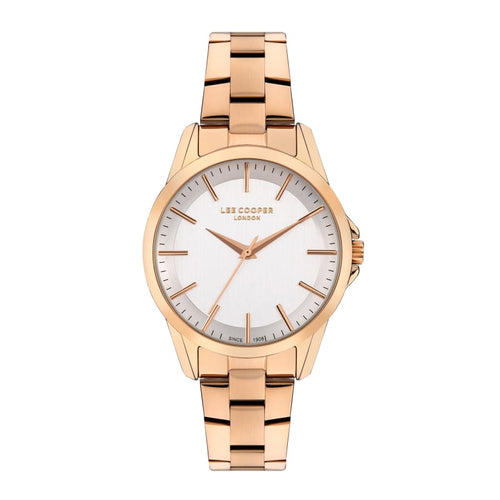 Lee Cooper Women’s 34 MM Rose Gold Analog Metal Strap Watch