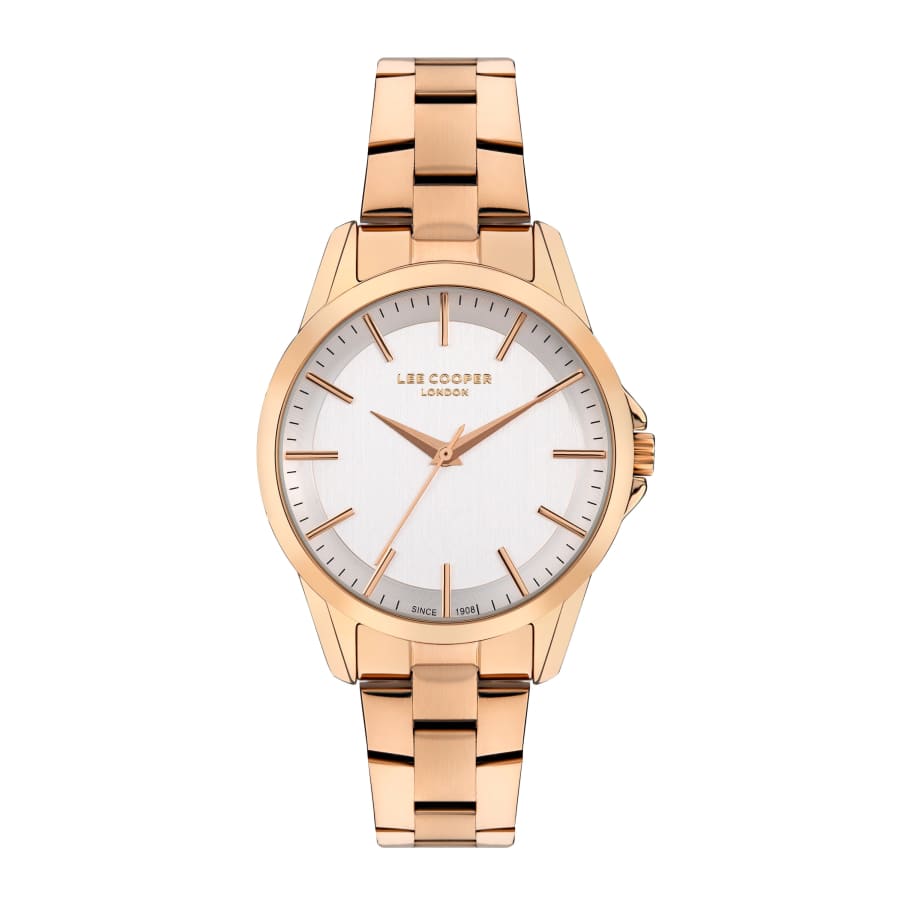 Lee Cooper Women’s 34 MM Rose Gold Analog Metal Strap Watch