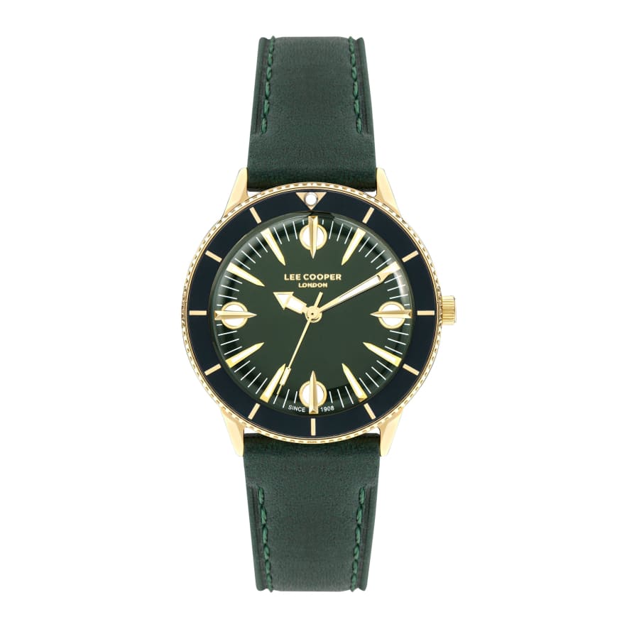 Lee Cooper Women’s 36 MM Green Analog Leather Strap Watch –