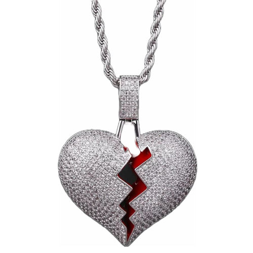 Big Daddy Diamond Broken Heart Silver Pendant - Pendant