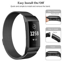 Load image into Gallery viewer, Fitbit Charge 3 Strap Milanese Loop (Black) - Black
