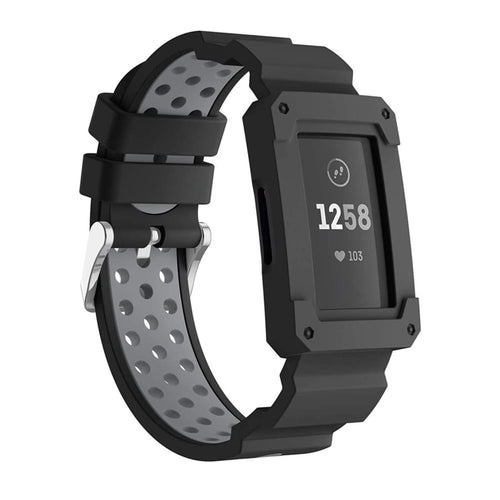 Fitbit Charge 3 Strap Rugged Case (Black/Grey) - Black/Grey