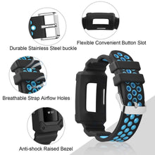 Load image into Gallery viewer, Fitbit Charge 3 Strap Rugged Case (Black/Blue) - Black/Blue
