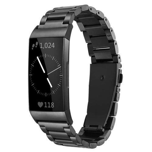 Fitbit Charge 3 Strap Steel Hocolike (Black) - Black