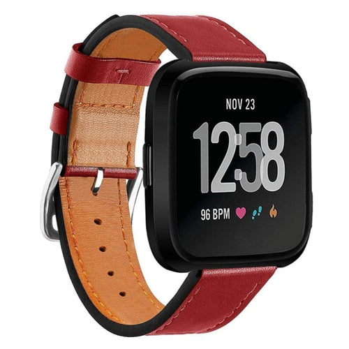 Fitbit Versa Strap PU Leather (Red) - Red / Fitbit Versa