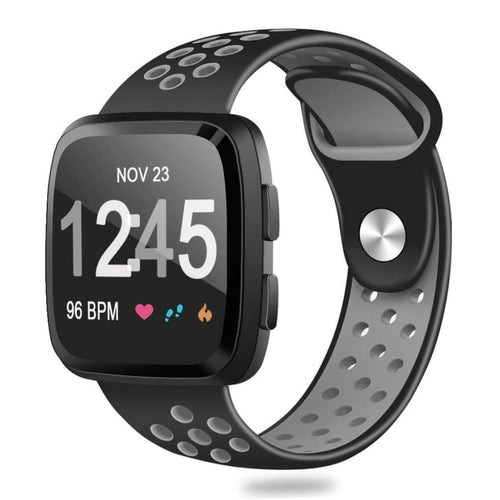Fitbit Versa Strap Sport Silicone (Black/Grey) - Black/Grey