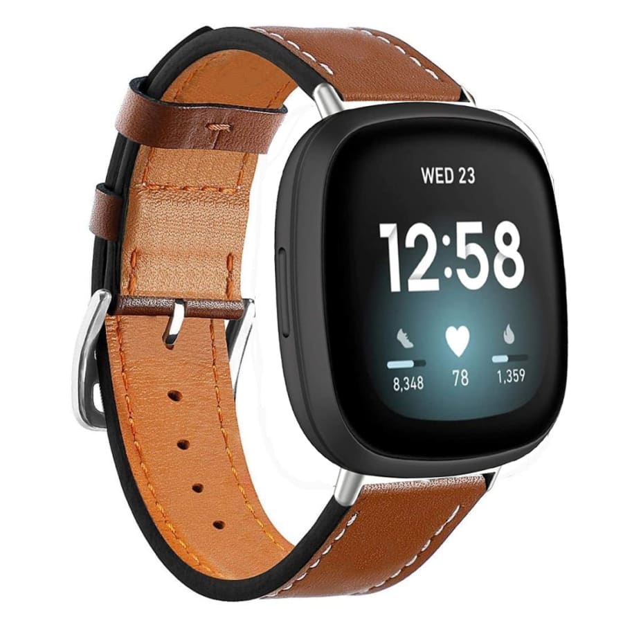 Fitbit Versa 3 Strap PU Leather (Brown) - Brown / Fitbit