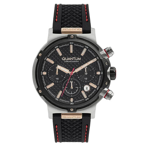 Quantum Black Chronograph Silicone Strap Men’s Watch