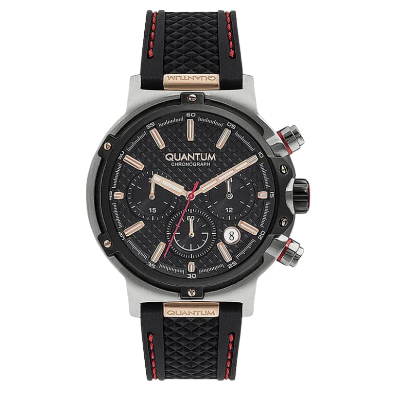 Quantum Black Chronograph Silicone Strap Men’s Watch