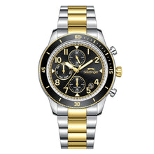 Load image into Gallery viewer, Slazenger Dual Time Multifunction Black Dial Two Tone Watch

