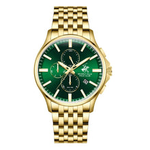 Load image into Gallery viewer, Beverly Hills Polo Club Dual Time Green Dial Gold Watch
