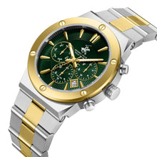 Load image into Gallery viewer, Beverly Hills Polo Club Dual Time Green Dial Two-Tone Watch
