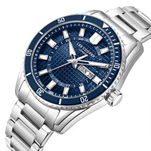 Load image into Gallery viewer, Lee Cooper Donald Day Date Window Blue Dial Silver Watch

