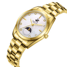 Load image into Gallery viewer, Beverly Hills Polo Club Moonphase Mother Pearl Gold Diamond
