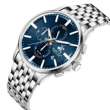 Load image into Gallery viewer, Beverly Hills Polo Club Dual Time Blue Dial Silver Date
