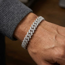 Load image into Gallery viewer, Big Daddy 10MM Cuban Diamond Prong Silver Bracelet
