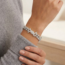 Load image into Gallery viewer, Big Daddy 10MM Spiked Horns Iced Out Silver Bracelet
