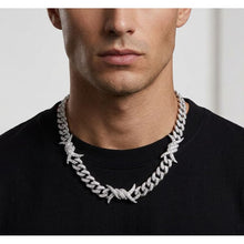 Load image into Gallery viewer, Big Daddy 10MM Spiked Horns Iced Out Silver Chain - Chain
