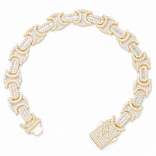 Load image into Gallery viewer, Big Daddy 12MM Baguette Byzantine Iced Out Gold Bracelet
