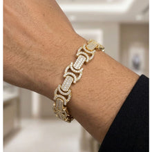 Load image into Gallery viewer, Big Daddy 12MM Baguette Byzantine Iced Out Gold Bracelet
