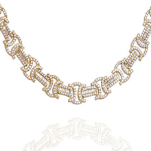 Load image into Gallery viewer, Big Daddy 12MM Baguette Byzantine Iced Out Gold Chain
