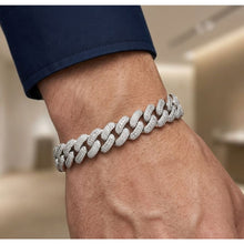 Load image into Gallery viewer, Big Daddy 12MM Baguette Iced Out Rhombus Cuban Silver
