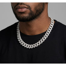 Load image into Gallery viewer, Big Daddy 12MM Baguette Iced Out Rhombus Cuban Silver Chain
