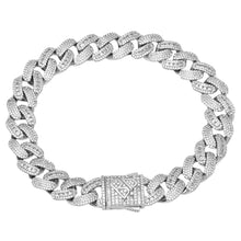 Load image into Gallery viewer, Big Daddy 12MM Baguette Iced Out Rhombus Cuban Silver
