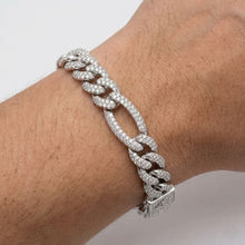 Load image into Gallery viewer, Big Daddy 12MM Hip Hop Iced Figaro Silver Bracelet
