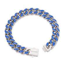 Load image into Gallery viewer, Big Daddy 13MM Enamel Blue Steel Cuban Bracelet - Bracelet
