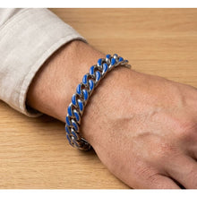 Load image into Gallery viewer, Big Daddy 13MM Enamel Blue Steel Cuban Bracelet - Bracelet
