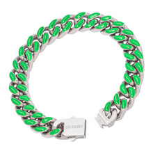 Load image into Gallery viewer, Big Daddy 13MM Enamel Green Steel Cuban Bracelet - Bracelet
