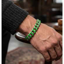 Load image into Gallery viewer, Big Daddy 13MM Enamel Green Steel Cuban Bracelet - Bracelet
