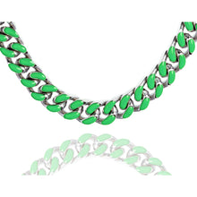 Load image into Gallery viewer, Big Daddy 13MM Enamel Green Steel Cuban Chain - Chain
