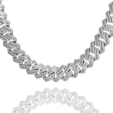 Load image into Gallery viewer, Big Daddy 16MM Baguette Iced Out Cuban Link Silver Chain
