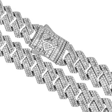 Load image into Gallery viewer, Big Daddy 16MM Baguette Iced Out Cuban Link Silver Chain
