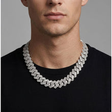 Load image into Gallery viewer, Big Daddy 16MM Baguette Iced Out Cuban Link Silver Chain
