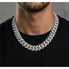 Load image into Gallery viewer, Big Daddy 20MM Baguette Iced Out Cuban Link Silver Chain
