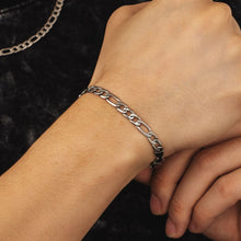 Load image into Gallery viewer, Big Daddy 6mm Steel Figaro Silver Bracelet - Bracelet
