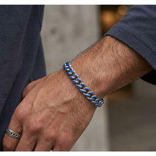 Load image into Gallery viewer, Big Daddy 9MM Enamel Blue Steel Cuban Bracelet - Bracelet
