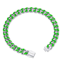 Load image into Gallery viewer, Big Daddy 9MM Enamel Green Steel Cuban Bracelet - Bracelet
