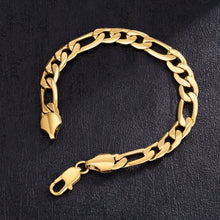 Load image into Gallery viewer, Big Daddy 9mm Steel Figaro Gold Bracelet - Bracelet
