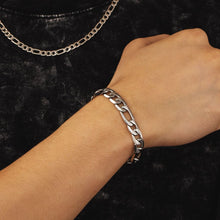 Load image into Gallery viewer, Big Daddy 9mm Steel Figaro Silver Bracelet - Bracelet
